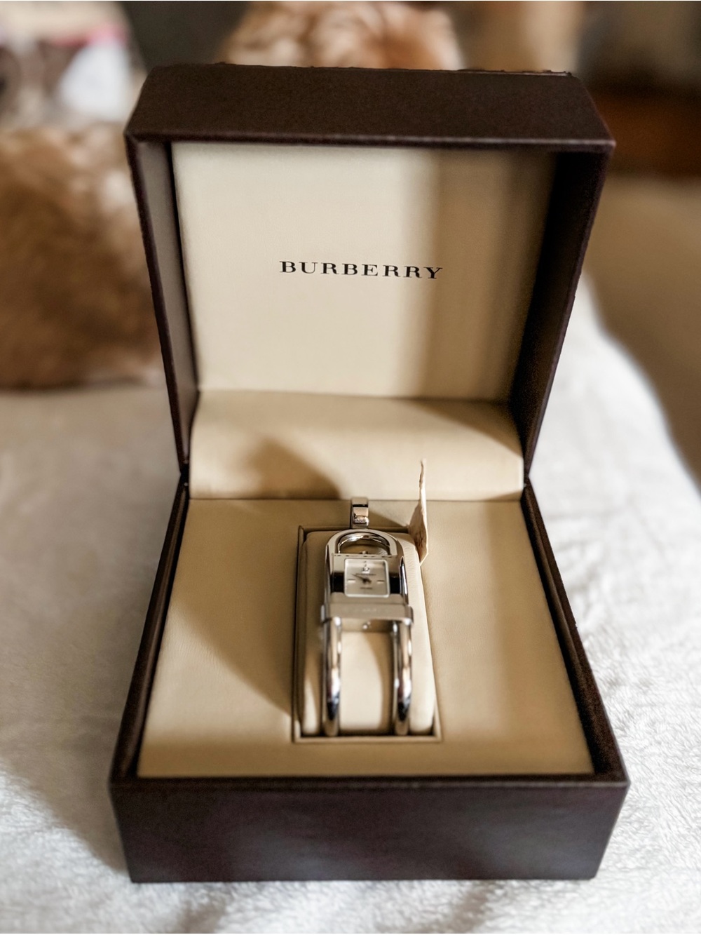 NWT! Burberry Ladies Bracelet Style Silver Tone Quartz Watch
